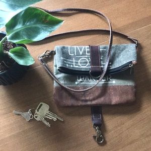 Mona B Foldover Crossbody Canvas and Leather